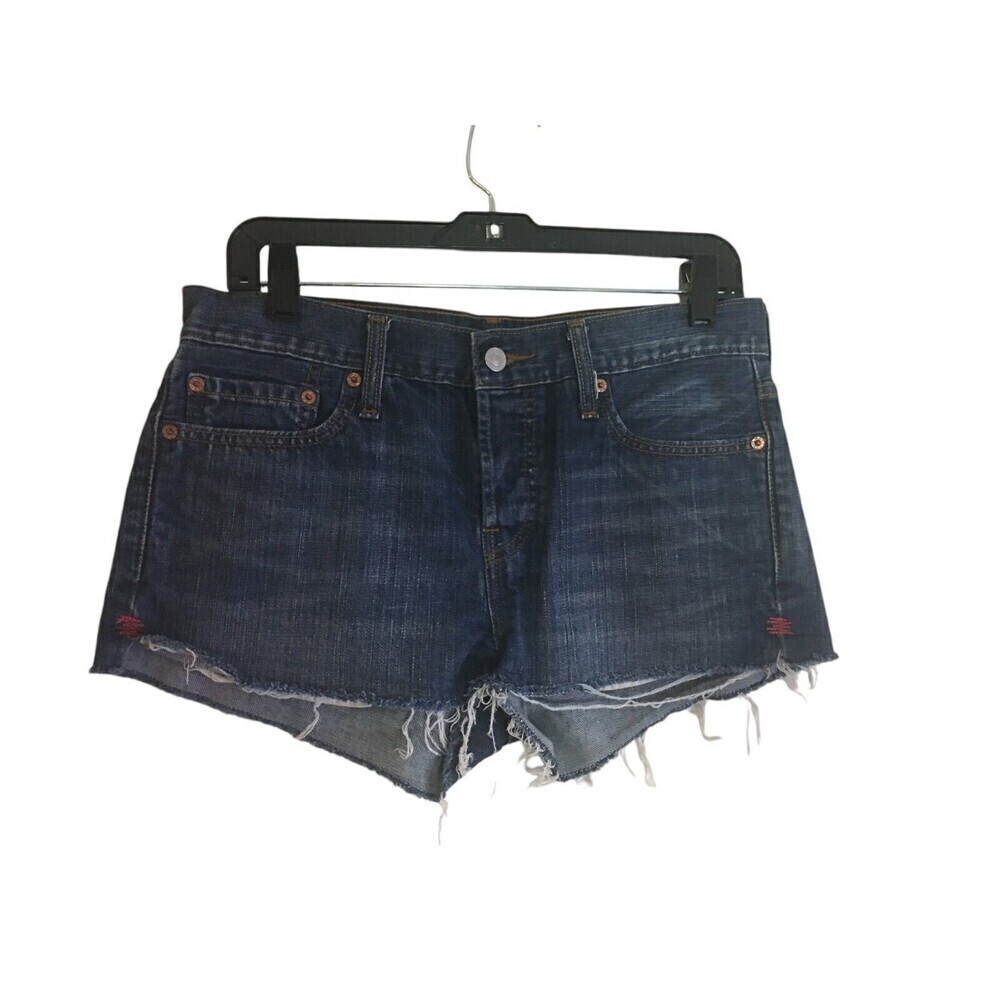 Levi's 501 Shorts Women's Size Large Blue Cotton Raw Hem Cut Off Ultra Short